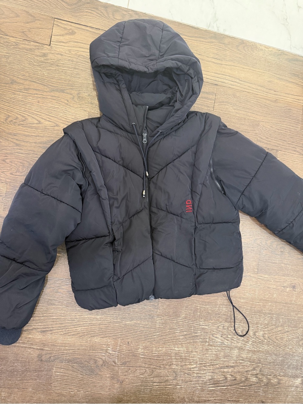 Kids Hooded Black Puffer Jacket with Lightweight Quilting